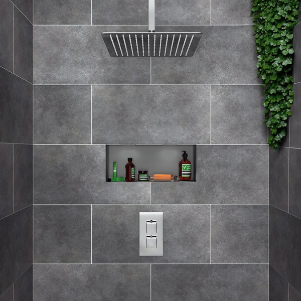 Milan Twin Concealed Thermostatic Valve + 400 x 400mm Rainfall Shower Head - Image 3