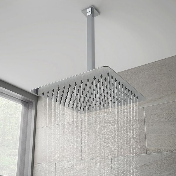 Milan Twin Concealed Shower Valve incl. Ultra Thin 300 x 300mm Head with Vertical Arm - Image 4