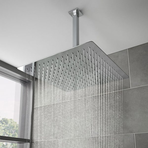 Milan Twin Concealed Thermostatic Valve + 400 x 400mm Rainfall Shower Head - Image 5