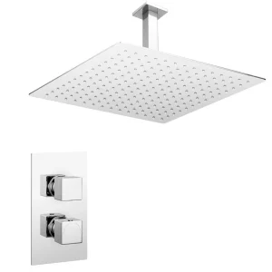 Milan Twin Concealed Thermostatic Valve + 400 x 400mm Rainfall Shower Head