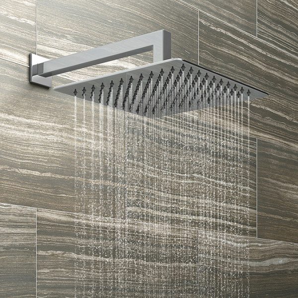 Milan Square Wall Mounted Thermostatic Shower Valve with Handset + 300mm Fixed Shower Head - Image 7
