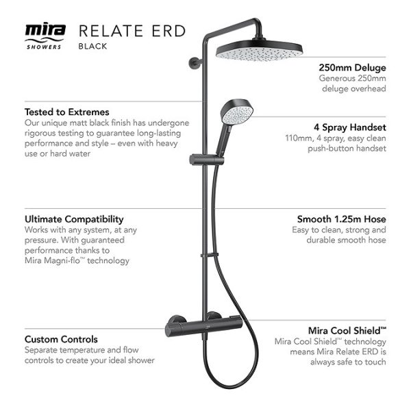 Mira Relate ERD Thermostatic Mixer Shower   Matt Black - Image 2