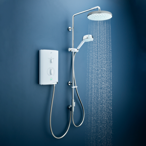 Mira Sport Manual Dual Outlet 9.8kW Electric Shower   White & Chrome