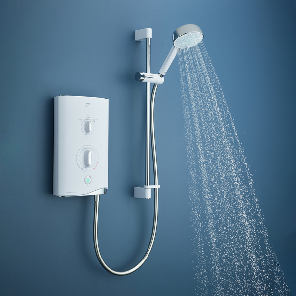 Mira Sport Single Outlet 9.8kW Thermostatic Electric Shower   White & Chrome