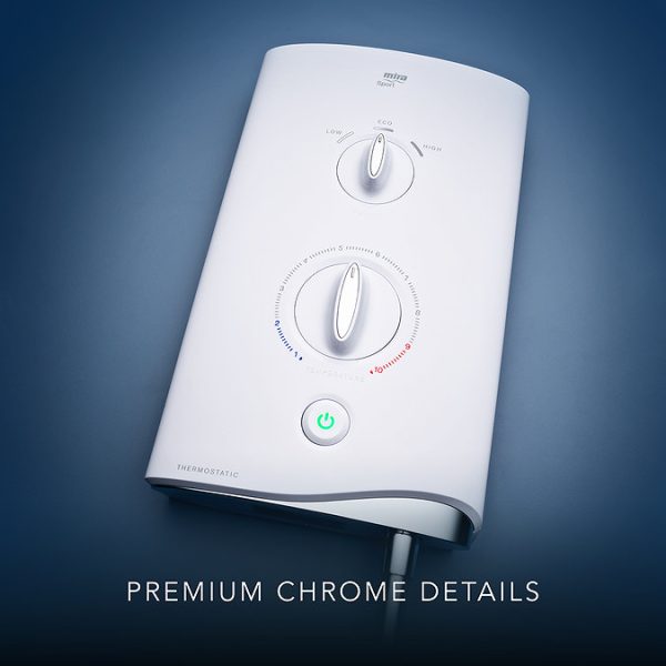 Mira Sport Single Outlet 9.0kW Thermostatic Electric Shower   White & Chrome - Image 6