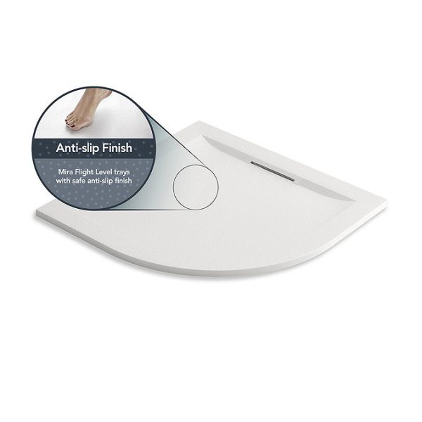 Mira Flight Level Safe 800 x 800mm Anti Slip White Quadrant Shower Tray - Image 6