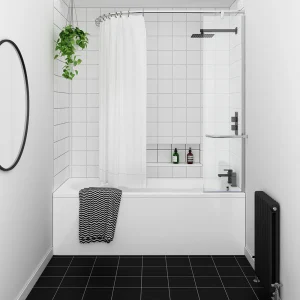 Montreal Round Single Ended Bath with Curtain Rail Bath Screen