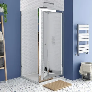 Monza 1000 x 1000mm Bi Fold Door Shower Enclosure + Pearlstone Tray