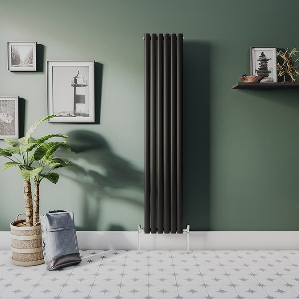 Metro Vertical Radiator   Matt Black   Double Panel (1800x354mm) - Image 2
