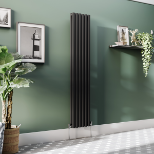Metro Vertical Radiator   Matt Black   Double Panel (1800x354mm)