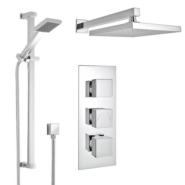 Milan Concealed Shower Valve with Slide Rail Kit + Wall Mounted Fixed Head - Image 5