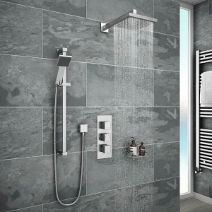 Milan Concealed Shower Valve with Slide Rail Kit + Wall Mounted Fixed Head