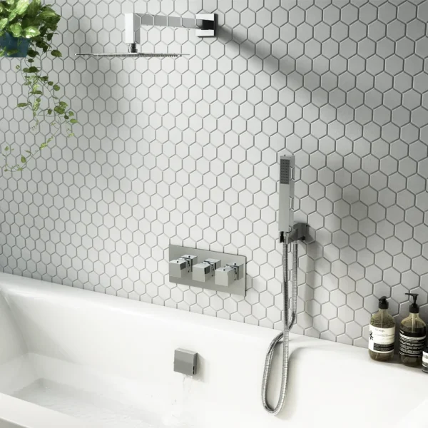 Milan Shower Package (Rainfall Wall Mounted Head, Handset + Freeflow Bath Filler) Chrome