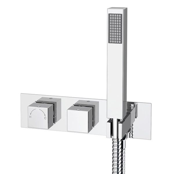 Milan Square Shower System (200mm Fixed Head, Handset + Integrated Parking Bracket) - Image 5