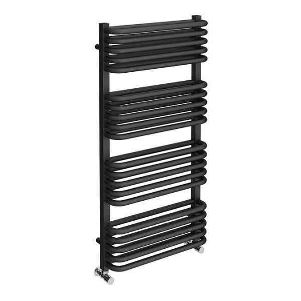 Monza 500 x 1010 Anthracite Designer D Shaped Heated Towel Rail - Image 3