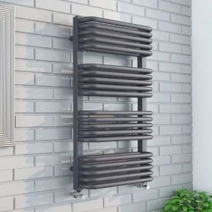 Monza 500 x 1010 Anthracite Designer D Shaped Heated Towel Rail