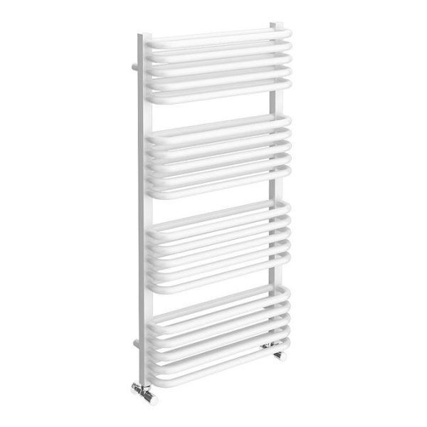 Monza 500 x 1000 White Designer D Shaped Heated Towel Rail - Image 2