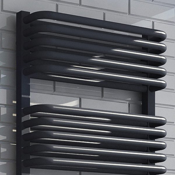 Monza 500 x 1270 Anthracite Designer D Shaped Heated Towel Rail - Image 3