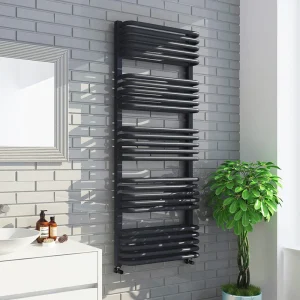 Monza 500 x 1270 Anthracite Designer D Shaped Heated Towel Rail