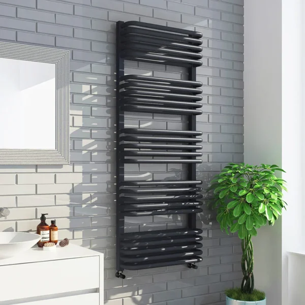 Monza 500 x 1270 Anthracite Designer D Shaped Heated Towel Rail