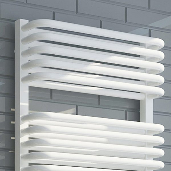 Monza Heated Towel Rail (500 x 1270mm D Shaped White) - Image 3