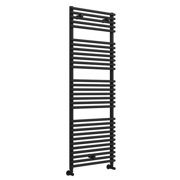 Monza Matt Black 1450 x 500 Round Bar Heated Towel Rail - Image 2