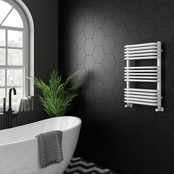 Monza 500 x 750 White Designer D Shaped Heated Towel Rail - Image 3