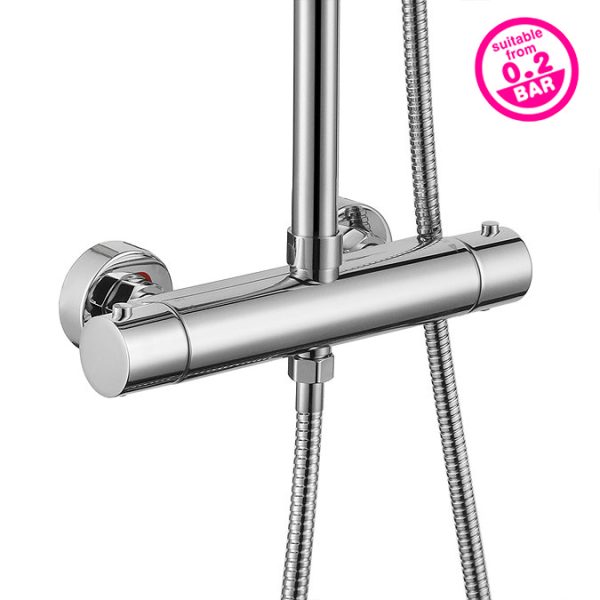 Monza Low Pressure Round Thermostatic Shower with Cool Touch   Chrome - Image 5