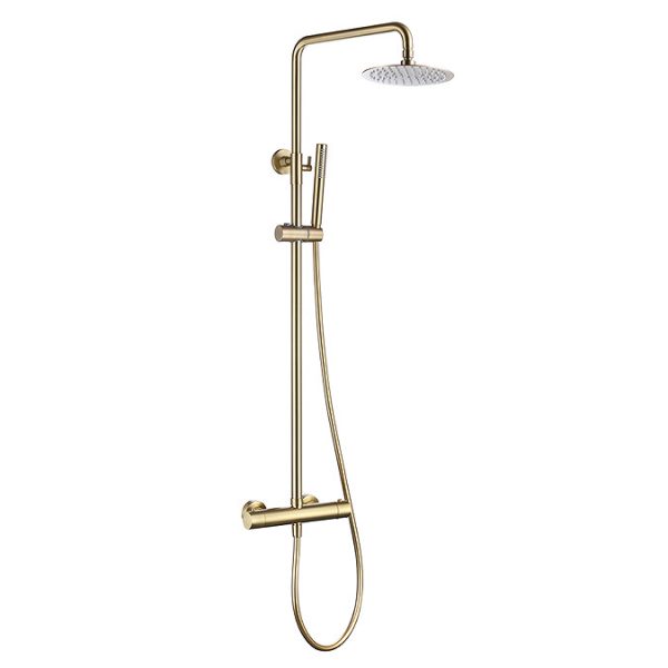 Arezzo Low Pressure Round Thermostatic Shower with Cool Touch   Brushed Brass - Image 2