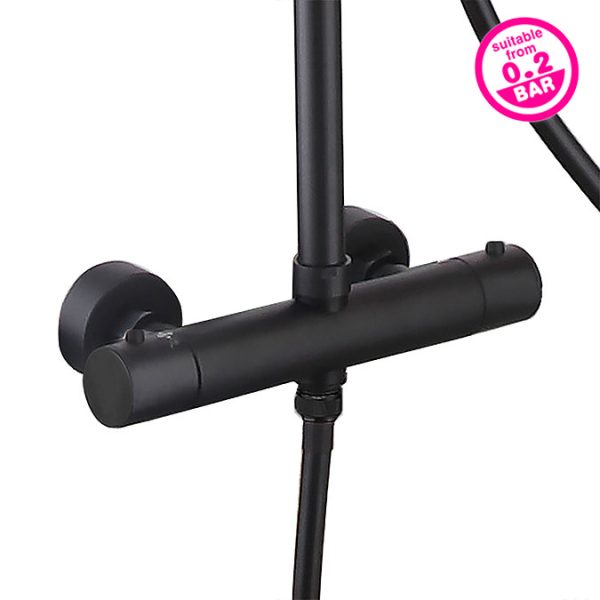 Arezzo Low Pressure Round Thermostatic Shower with Cool Touch   Matt Black - Image 5