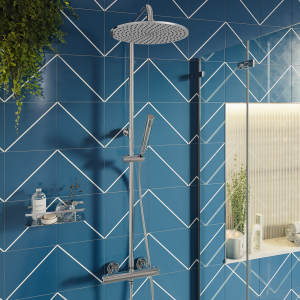 Monza Deluxe Cool Touch Round Thermostatic Shower (250mm Head   Chrome)