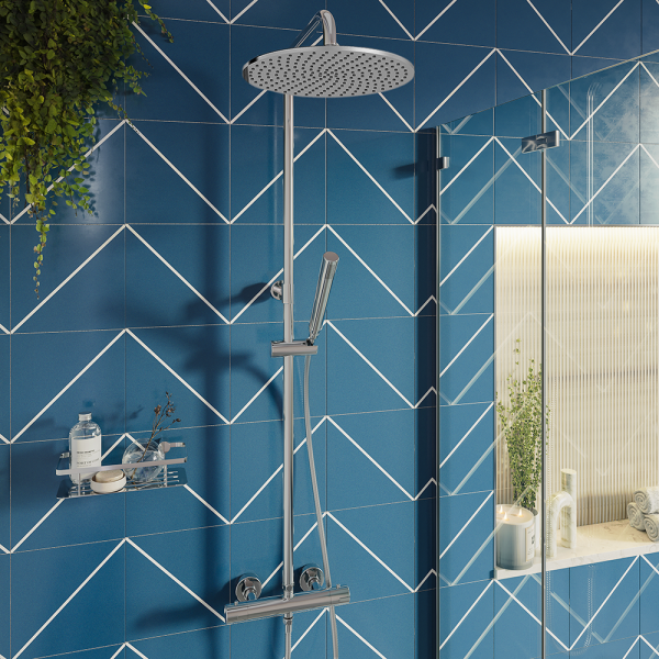 Monza Deluxe Cool Touch Round Thermostatic Shower (250mm Head   Chrome)
