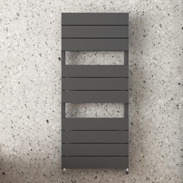 Monza Anthracite Aluminium Heated Towel Rail 1150 x 500mm Flat Panels - Image 4