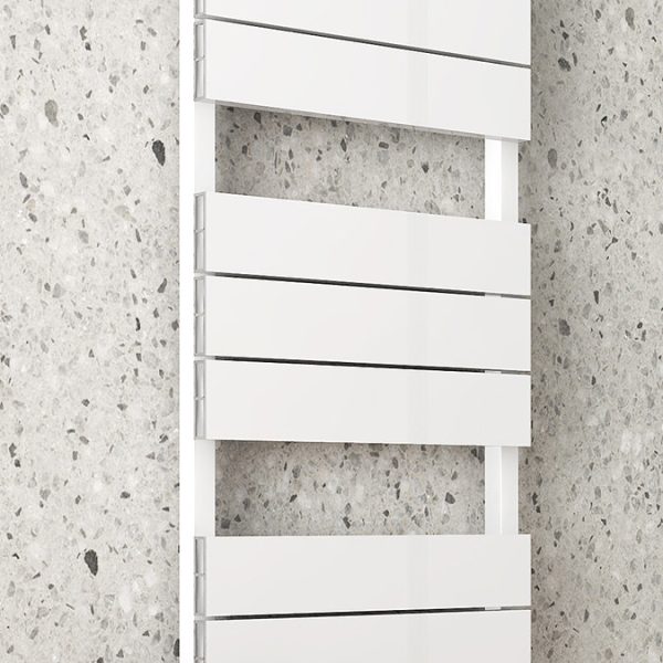 Monza White Aluminium Heated Towel Rail 1150 x 500mm Flat Panels - Image 4