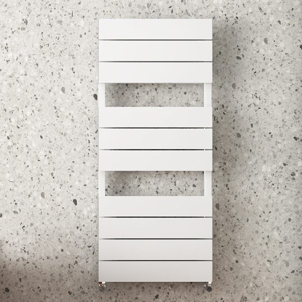 Monza White Aluminium Heated Towel Rail 1150 x 500mm Flat Panels - Image 2