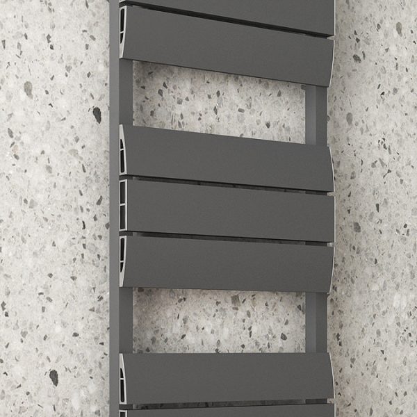 Monza Anthracite Aluminium Heated Towel Rail 1200 x 500mm Curved Panels - Image 3