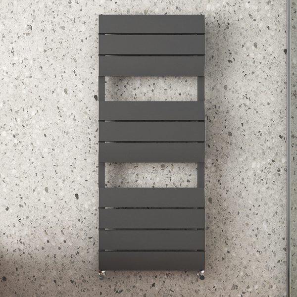 Monza Anthracite Aluminium Heated Towel Rail 1200 x 500mm Curved Panels - Image 4