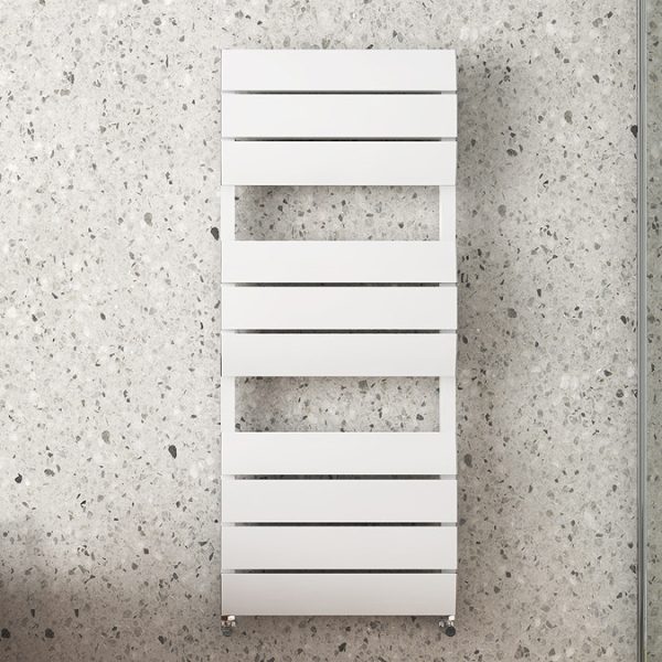 Monza White Aluminium Heated Towel Rail 1200 x 500mm Curved Panels - Image 2