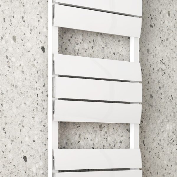Monza White Aluminium Heated Towel Rail 1200 x 500mm Curved Panels - Image 3