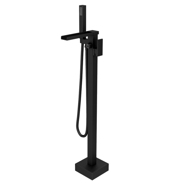 Monza Matt Black Waterfall Floor Mounted Freestanding Bath Shower Mixer