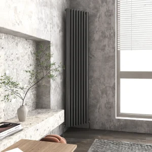 Monza Anthracite Corner Vertical Column Aluminium Radiator 1800 x 363mm