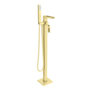 Monza Waterfall Square Brushed Brass Floor Mounted Free standing Bath Shower Mixer