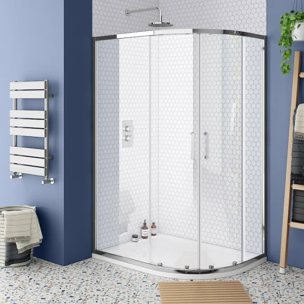 Monza RH Offset Quadrant Shower Enclosure + Pearlstone Tray