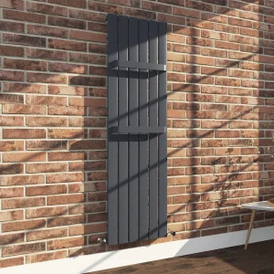 Monza 1600 x 452 Vertical Anthracite Designer Radiator with Twin Towel Rails