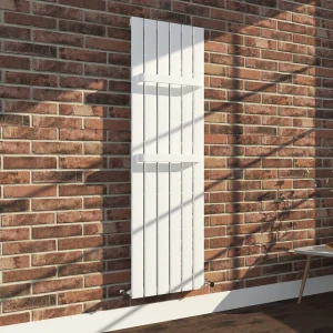 Monza 1600 x 452 Vertical White Designer Radiator with Twin Towel Rails