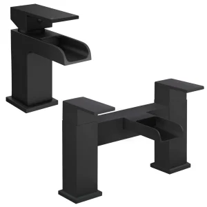 Monza Matt Black Bathroom Taps   Bath And Basin