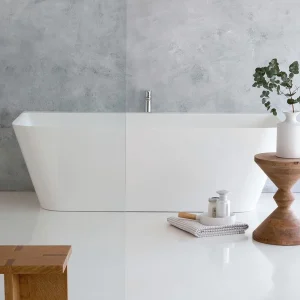 Clearwater Patinato Clear Stone Gloss White Back To Wall Bath   1690 x 800