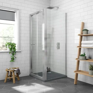 Newark 800 x 800mm Bi Folding Shower Enclosure + Slate Effect Tray
