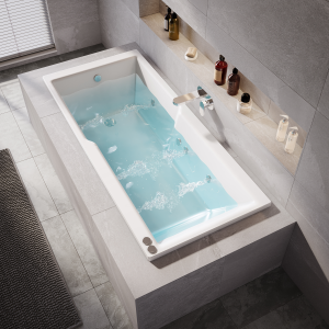 Laguna Whirlpool Spa 6 Jet Square Straight Shower Bath   1700 x 750mm