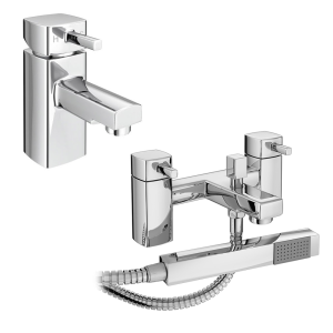 Neo Minimalist Basin and Bath Shower Mixer Taps   Chrome